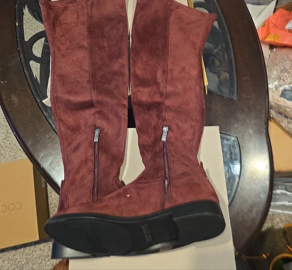 Kenneth Cole Burgundy Over-the-Knee Suede Boots